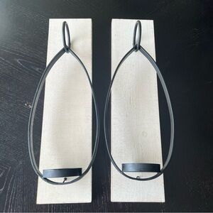 Rustic cream and Black Metal and wooden Wall pillar Candle Holders